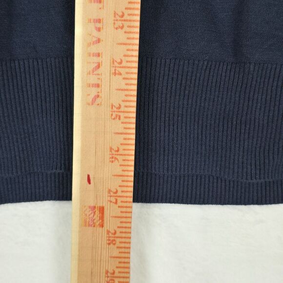 AG Adriano Green Label Men Navy V-Neck Sweater Rayon Blend Medium Vented Panels - Picture 8 of 13